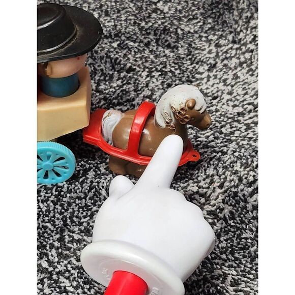 Toy Wagon Vintage Collectible Wind Up Toy Plastic Covered Horse and Driver #A92 - Picture 5 of 8